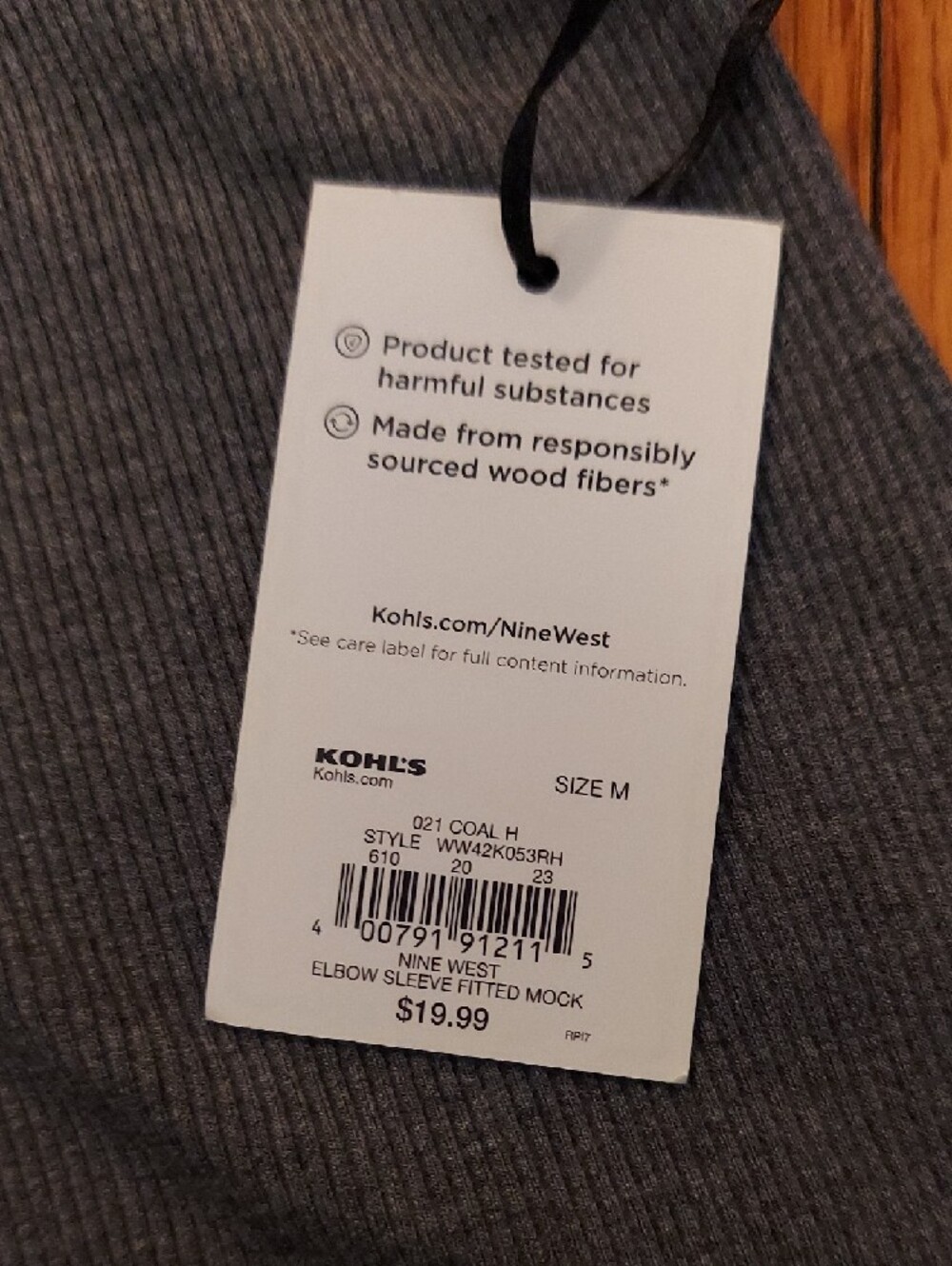 Nine West Heather Gray Short-Sleeve Mockneck Top - Picture 5 of 5